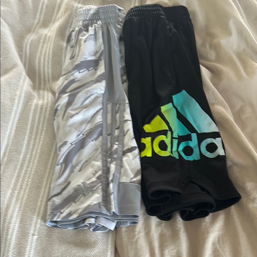 Adidas Kids' Black and Gray Shorts Duo kids large